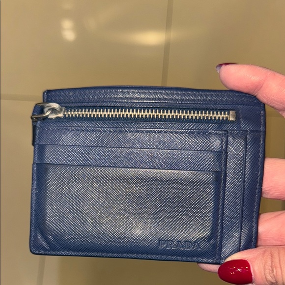 Prada Blue Leather Card Holder